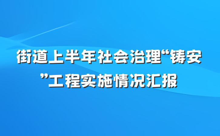 街道上半年社会治理“铸安”工程实施情况汇报