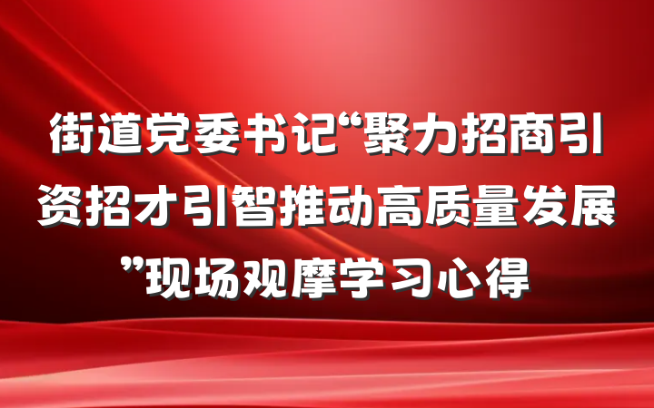 街道党委书记“聚力招商引资招才引智推动高质量发展”现场观摩学习心得