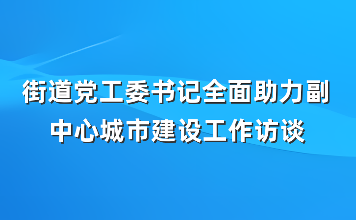 街道党工委书记全面助力副中心城市建设工作访谈