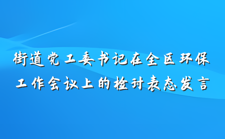 街道党工委书记在全区环保工作会议上的检讨表态发言