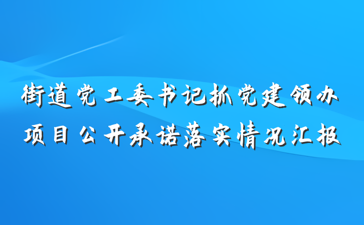 街道党工委书记抓党建领办项目公开承诺落实情况汇报