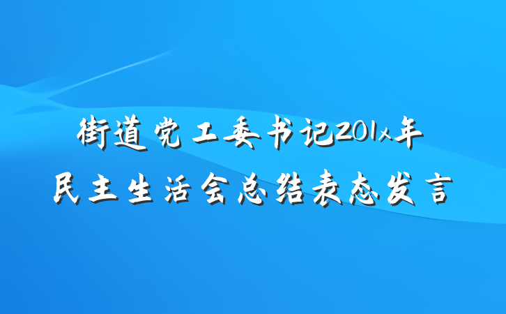 街道党工委书记201x年民主生活会总结表态发言