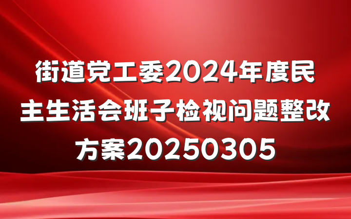街道党工委2024年度民主生活会班子检视问题整改方案20250305
