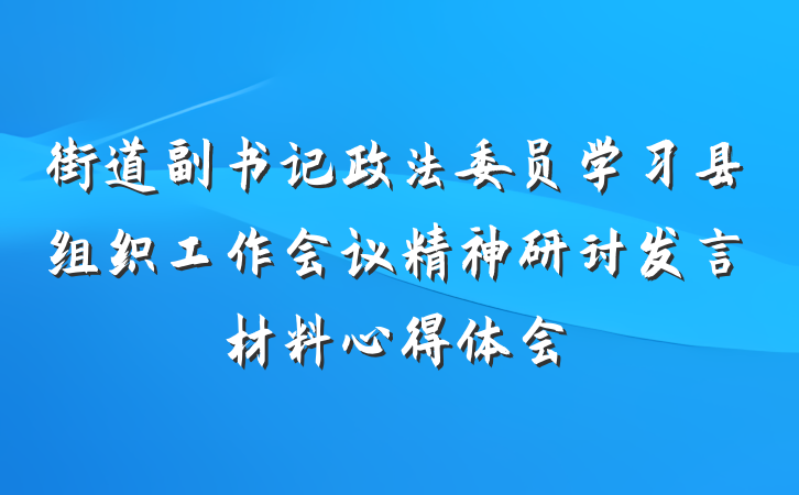 街道副书记政法委员学习县组织工作会议精神研讨发言材料心得体会