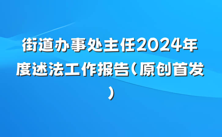 街道办事处主任2024年度述法工作报告（原创首发）