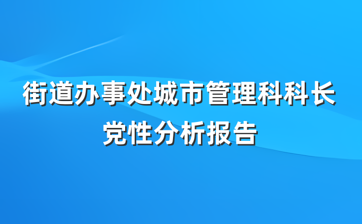 街道办事处城市管理科科长党性分析报告