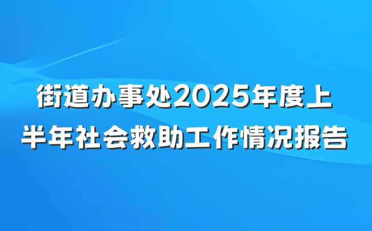 街道办事处2025年度上半年社会救助工作情况报告