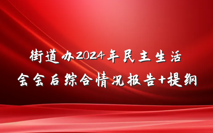 街道办2024年民主生活会会后综合情况报告 提纲