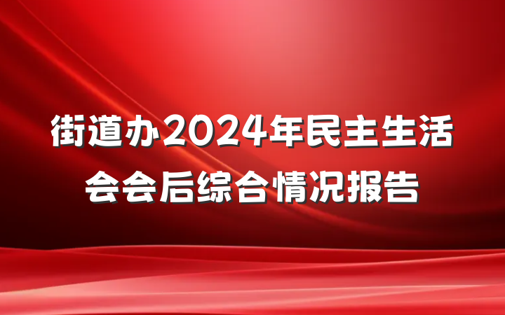 街道办2024年民主生活会会后综合情况报告