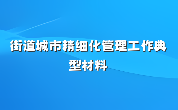 街道城市精细化管理工作典型材料