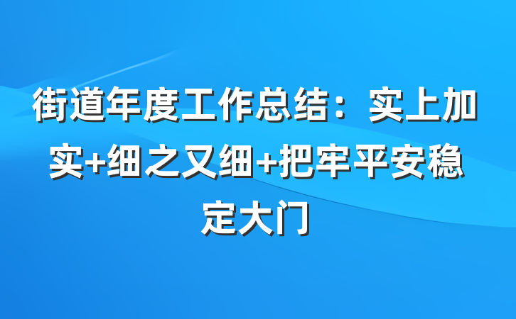 街道年度工作总结：实上加实 细之又细 把牢平安稳定大门