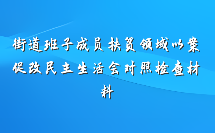 街道班子成员扶贫领域以案促改民主生活会对照检查材料