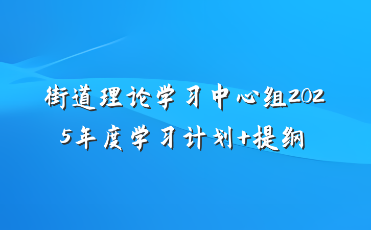 街道理论学习中心组2025年度学习计划 提纲