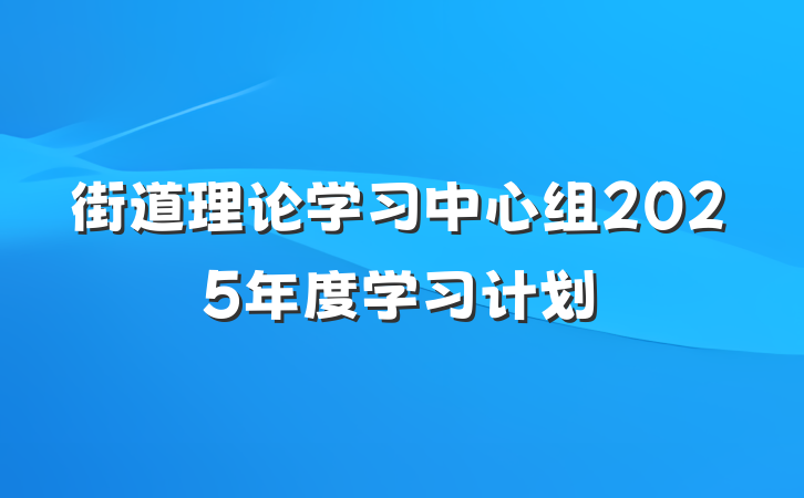 街道理论学习中心组2025年度学习计划