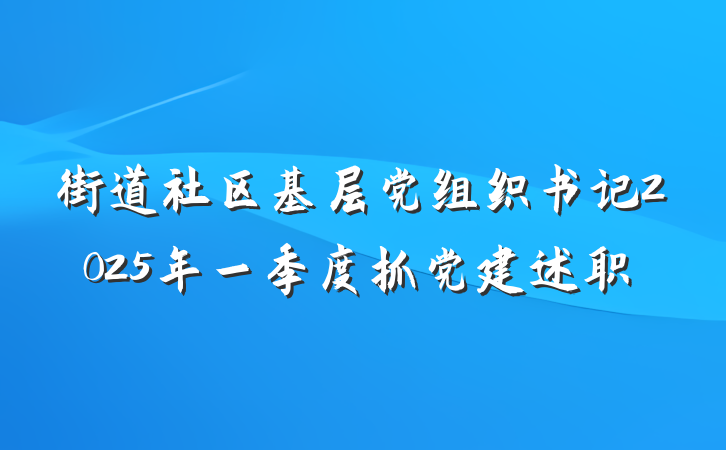 街道社区基层党组织书记2025年一季度抓党建述职