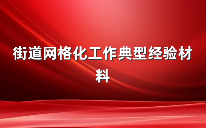 街道网格化工作典型经验材料
