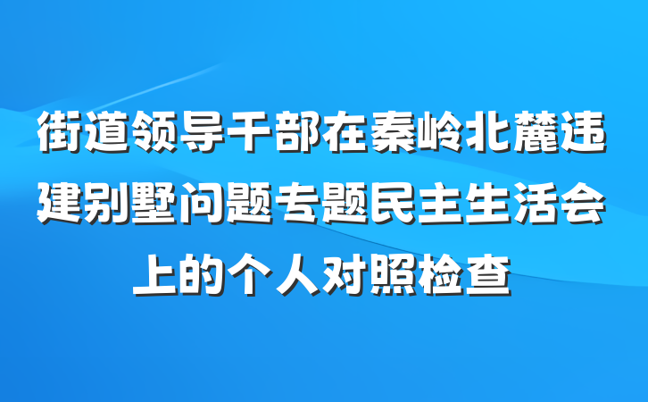 街道领导干部在秦岭北麓违建别墅问题专题民主生活会上的个人对照检查