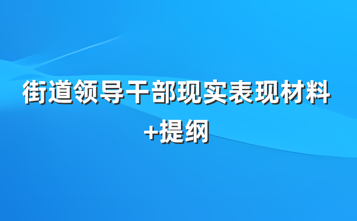 街道领导干部现实表现材料 提纲