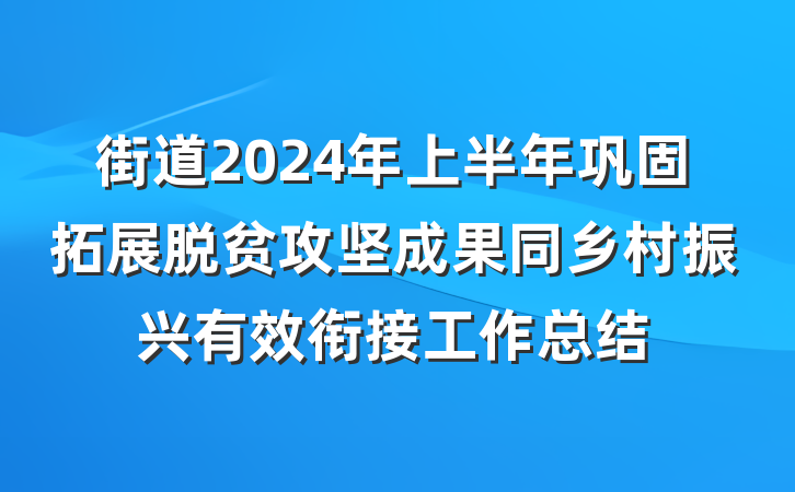 街道2024年上半年巩固拓展脱贫攻坚成果同乡村振兴有效衔接工作总结