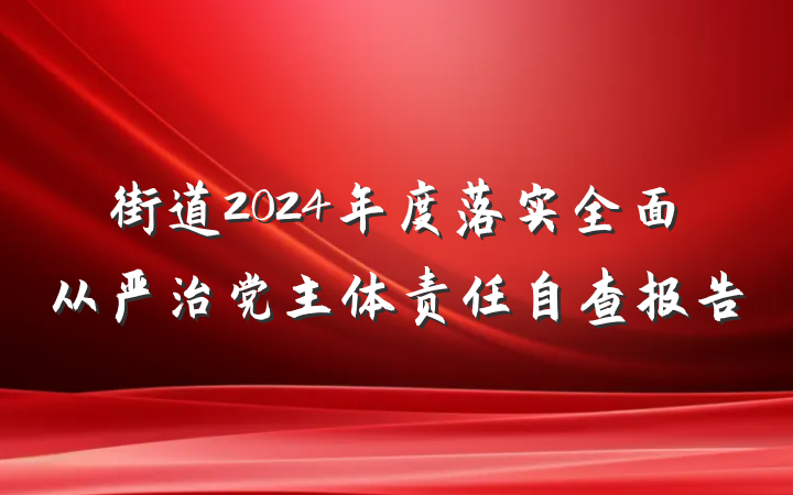 街道2024年度落实全面从严治党主体责任自查报告