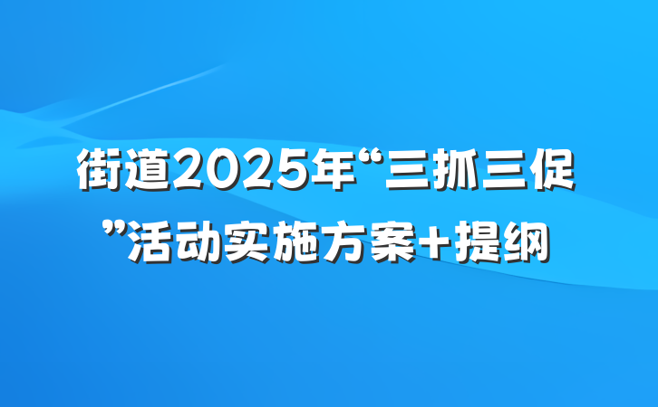 街道2025年“三抓三促”活动实施方案 提纲
