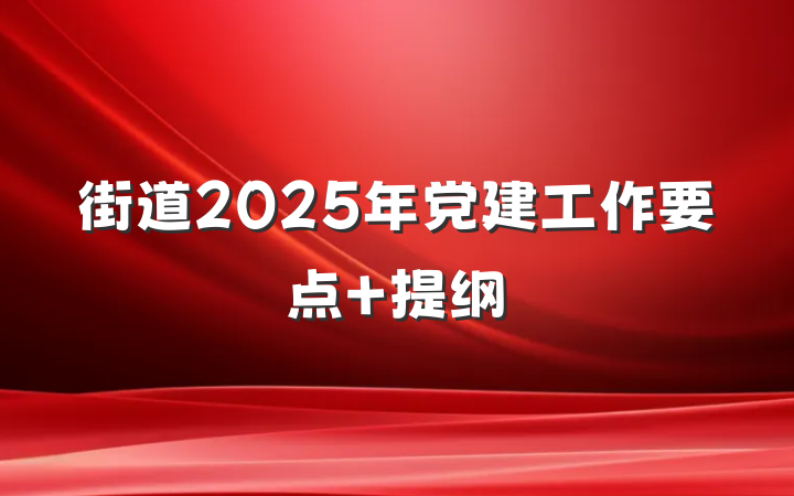 街道2025年党建工作要点 提纲