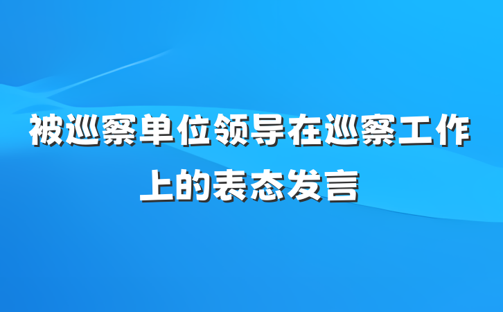 被巡察单位领导在巡察工作上的表态发言