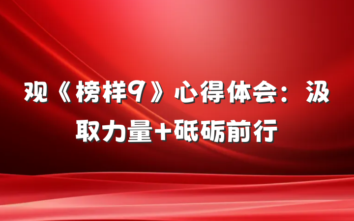 观《榜样9》心得体会：汲取力量 砥砺前行