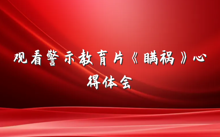观看警示教育片《瞒祸》心得体会