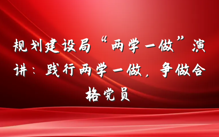 规划建设局“两学一做”演讲：践行两学一做，争做合格党员