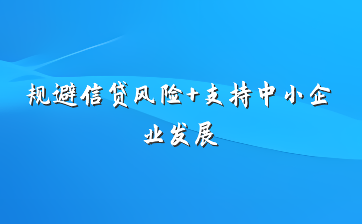 规避信贷风险 支持中小企业发展