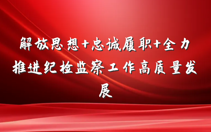 解放思想 忠诚履职 全力推进纪检监察工作高质量发展
