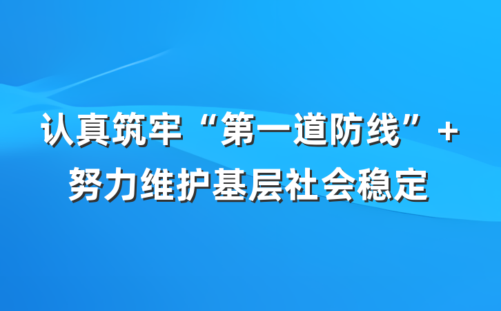 认真筑牢“第一道防线” 努力维护基层社会稳定