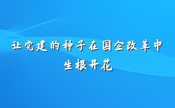 让党建的种子在国企改革中生根开花