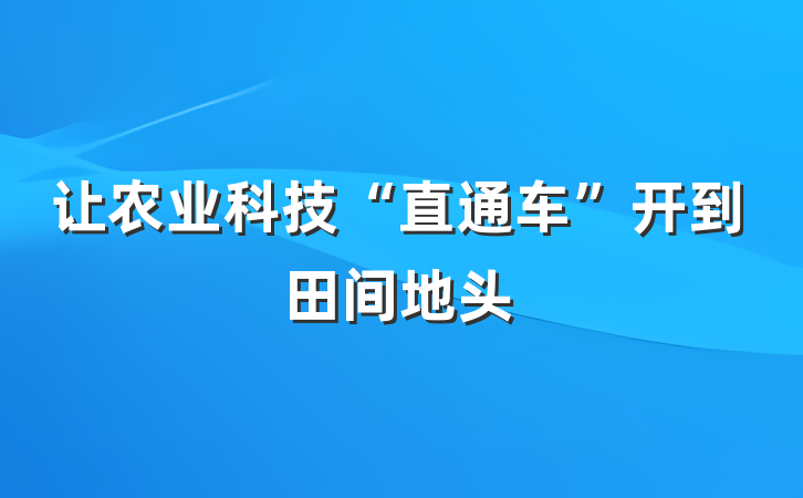 让农业科技“直通车”开到田间地头