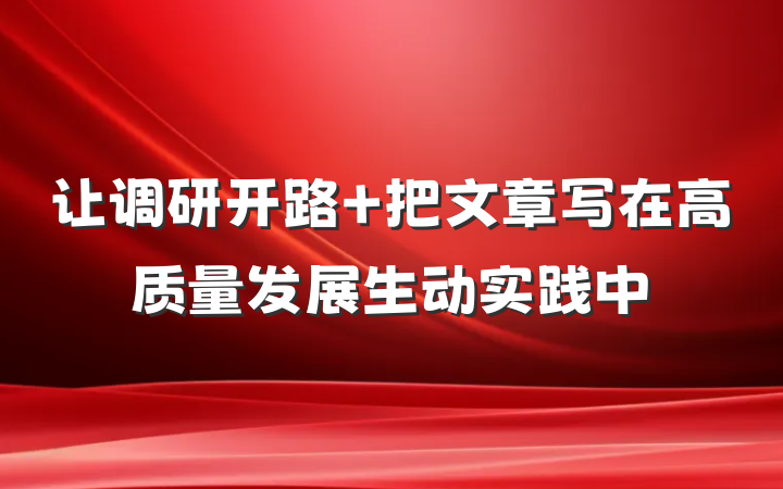 让调研开路 把文章写在高质量发展生动实践中