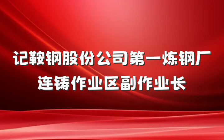 记鞍钢股份公司第一炼钢厂连铸作业区副作业长