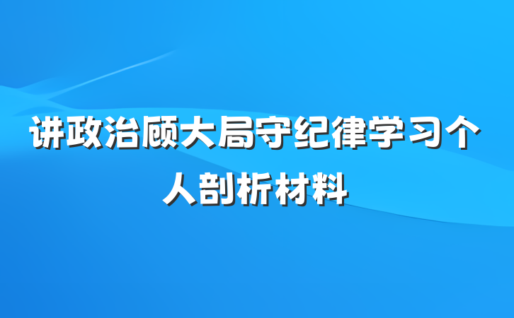 讲政治顾大局守纪律学习个人剖析材料