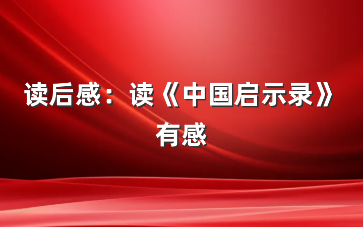 读后感：读《中国启示录》有感