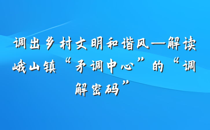 调出乡村文明和谐风—解读峨山镇“矛调中心”的“调解密码”