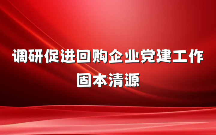 调研促进回购企业党建工作固本清源