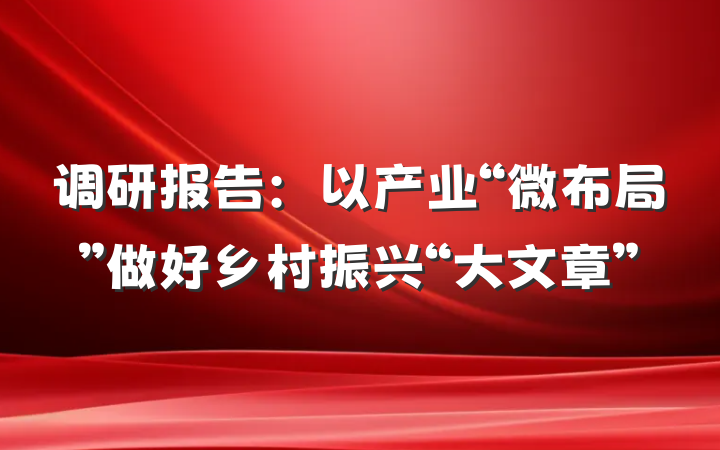调研报告：以产业“微布局”做好乡村振兴“大文章”