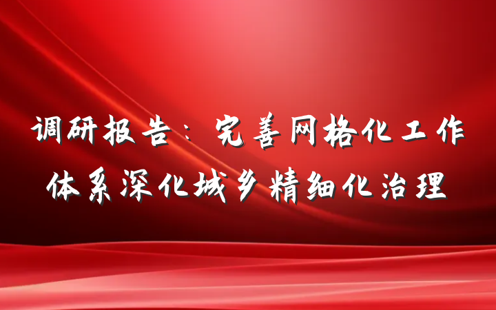 调研报告：完善网格化工作体系深化城乡精细化治理