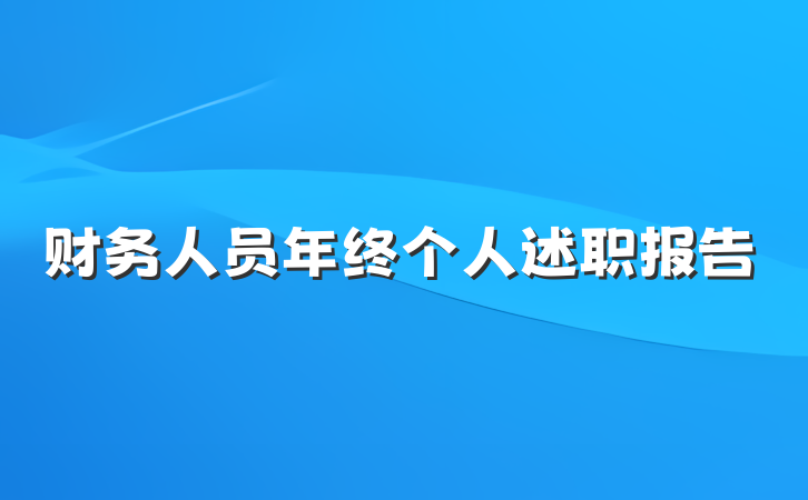 财务人员年终个人述职报告