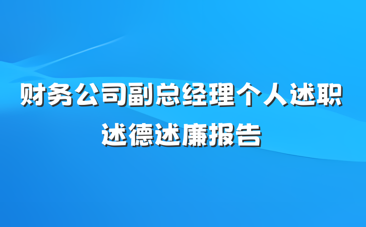 财务公司副总经理个人述职述德述廉报告