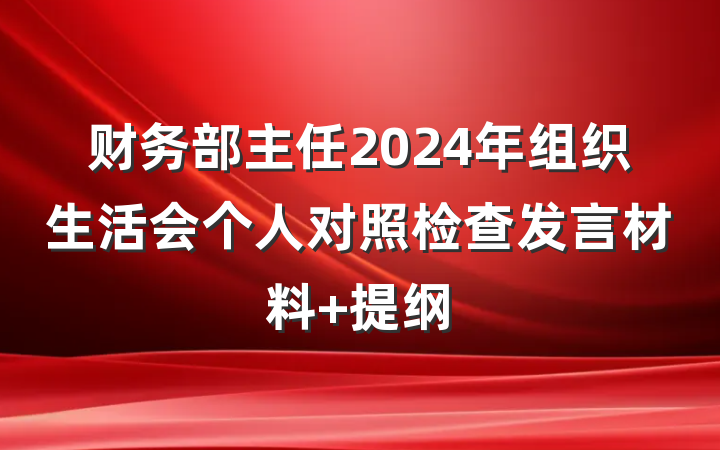 财务部主任2024年组织生活会个人对照检查发言材料 提纲