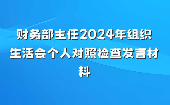 财务部主任2024年组织生活会个人对照检查发言材料