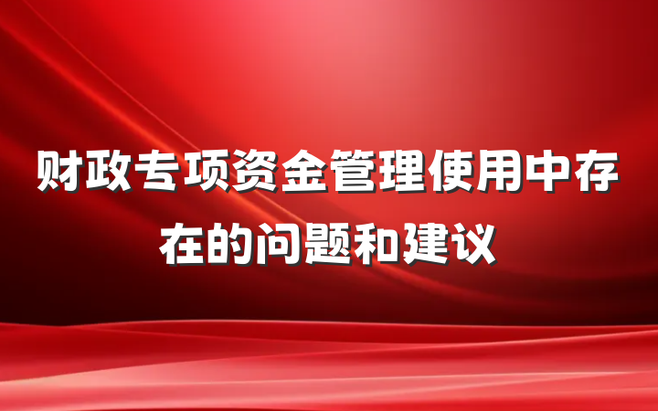 财政专项资金管理使用中存在的问题和建议