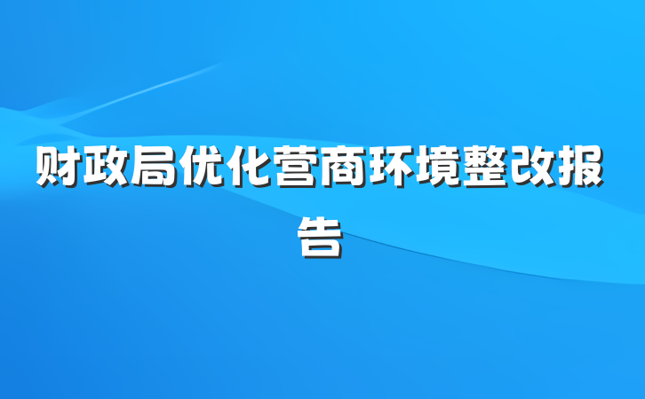 财政局优化营商环境整改报告