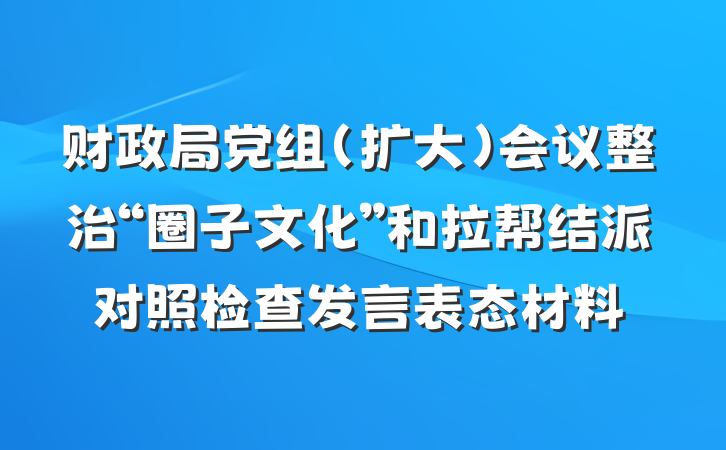 财政局党组(扩大)会议整治“圈子文化”和拉帮结派对照检查发言表态材料